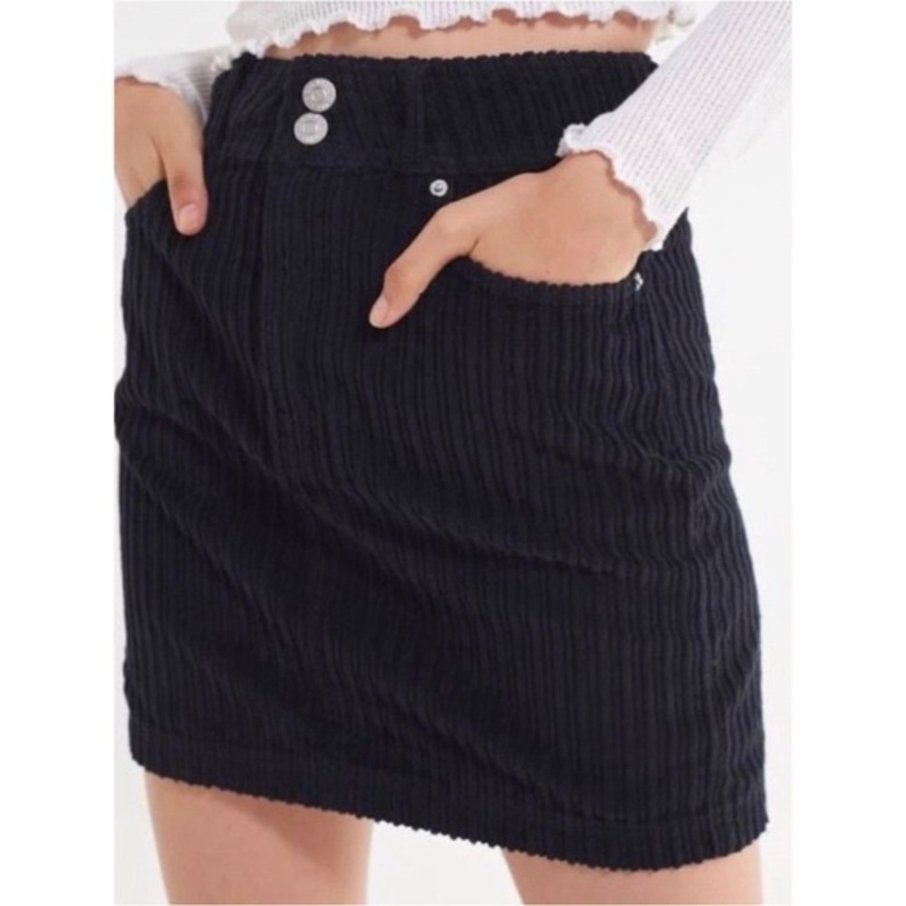 BDG‎ Black Wide Corduroy Skirt w Front Pockets